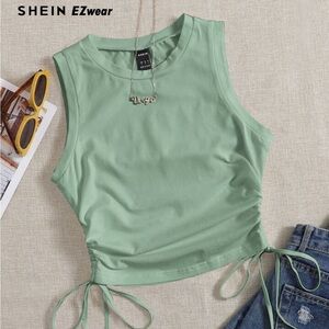 SHEIN Green Ruched Crop Tank Top